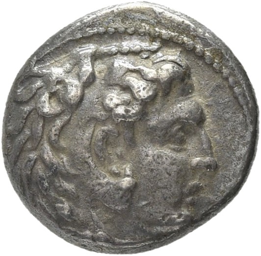 HOUGHTON Seleucid Coins (part 1) 208.5 Seleucus I obverse, Beardless head of Heracles right wearing lion skin headdress