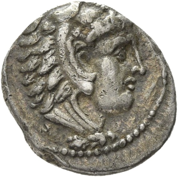 HOUGHTON Seleucid Coins (part 1) 208.6 Seleucus I obverse, Beardless head of Heracles right wearing lion skin headdress