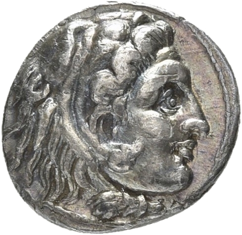 HOUGHTON Seleucid Coins (part 1) 212.1 Seleucus I obverse, Beardless head of Heracles right wearing lion skin headdress