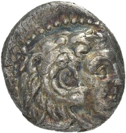 HOUGHTON Seleucid Coins (part 1) 212.4 Seleucus I obverse, Beardless head of Heracles right wearing lion skin headdress