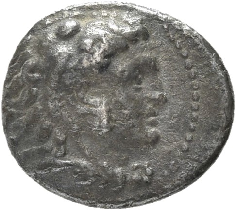 HOUGHTON Seleucid Coins (part 1) 212.6 Seleucus I obverse, Beardless head of Heracles right wearing lion skin headdress