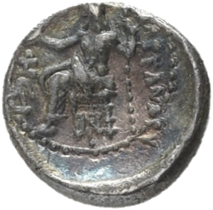 HOUGHTON Seleucid Coins (part 1) 216.11a Seleucus I reverse, Zeus seated on high-backed throne left, holding eagle on outs...