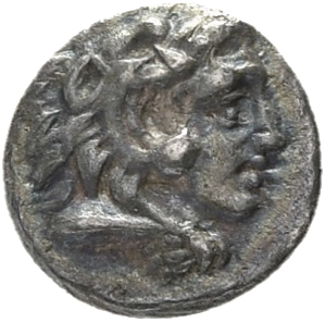 HOUGHTON Seleucid Coins (part 1) 216.11a Seleucus I obverse, Beardless head of Heracles right wearing lion skin headdress