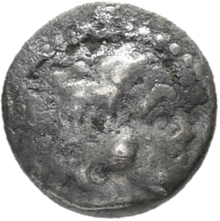 HOUGHTON Seleucid Coins (part 1) 216.5 Seleucus I obverse, Beardless head of Heracles right wearing lion skin headdress