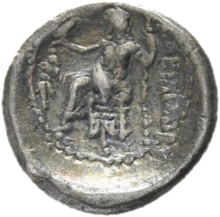 HOUGHTON Seleucid Coins (part 1) 216.6b Seleucus I reverse, Zeus seated on high-backed throne left, holding eagle on outst...