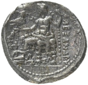HOUGHTON Seleucid Coins (part 1) 216.9a Seleucus I reverse, Zeus seated on high-backed throne left, holding eagle on outst...