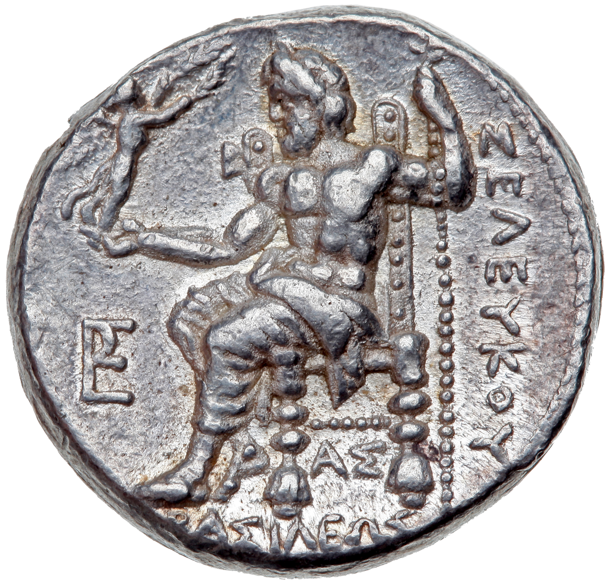 HOUGHTON Seleucid Coins (part 1) 3.3a Seleucus I reverse, Zeus seated on high-backed throne left, holding Nike on outstret...