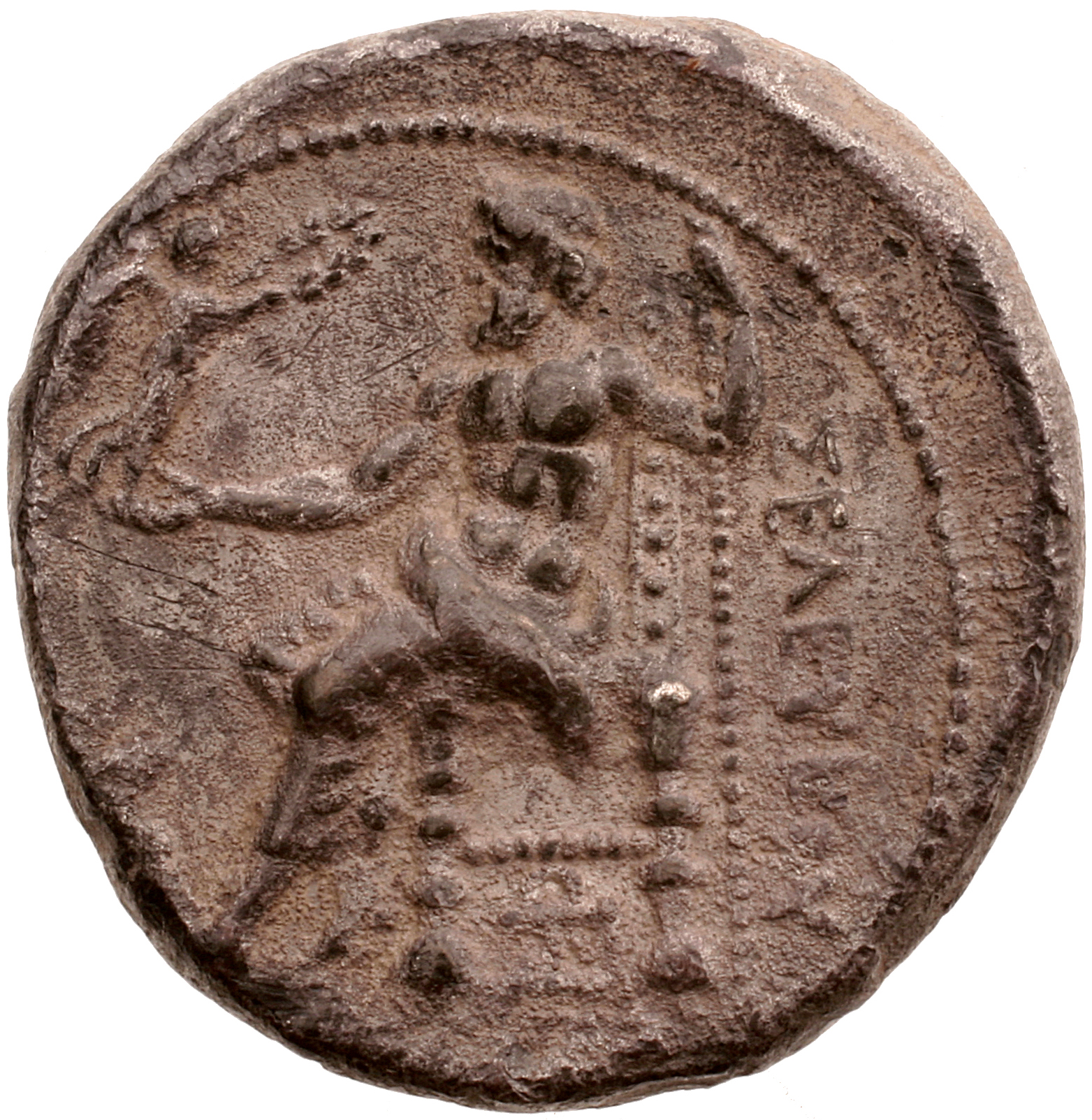 HOUGHTON Seleucid Coins (part 1) 3.3b Seleucus I reverse, Zeus seated on high-backed throne left, holding Nike on outstret...