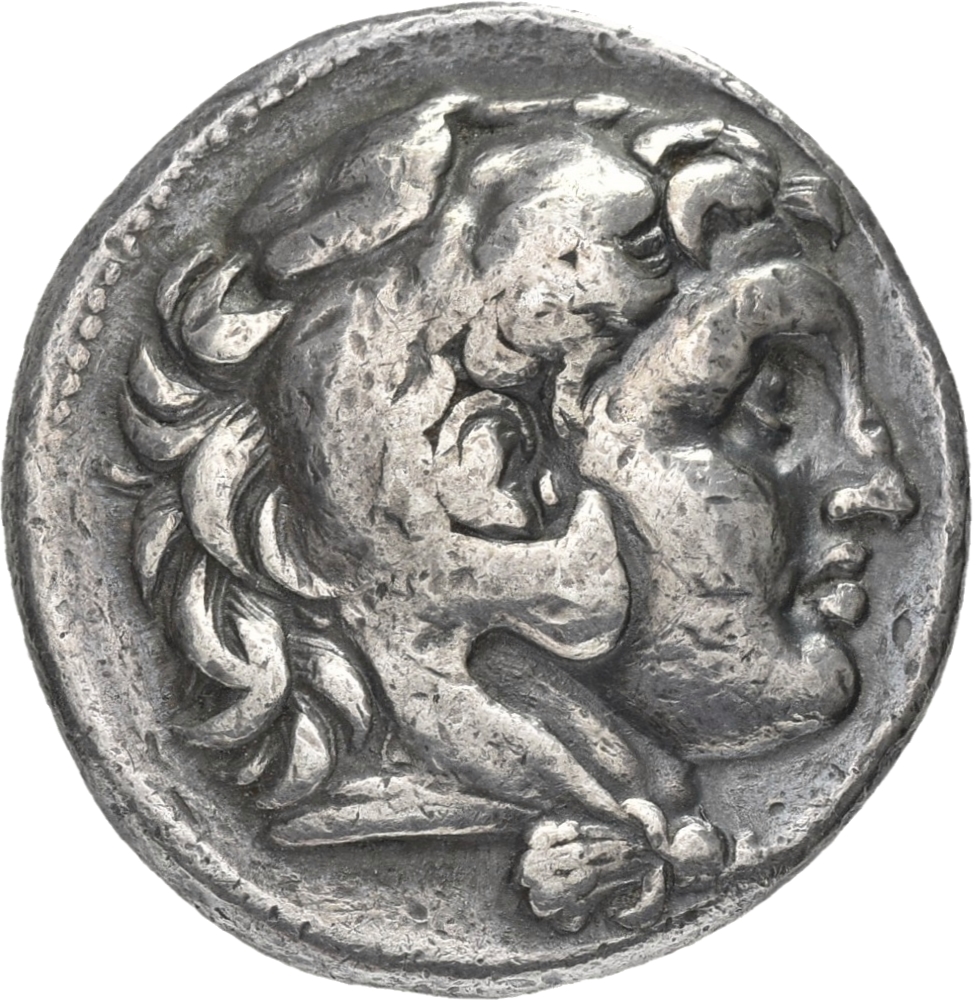 HOUGHTON Seleucid Coins (part 1) 306 Antiochus I obverse, Beardless head of Heracles right wearing lion skin headdress