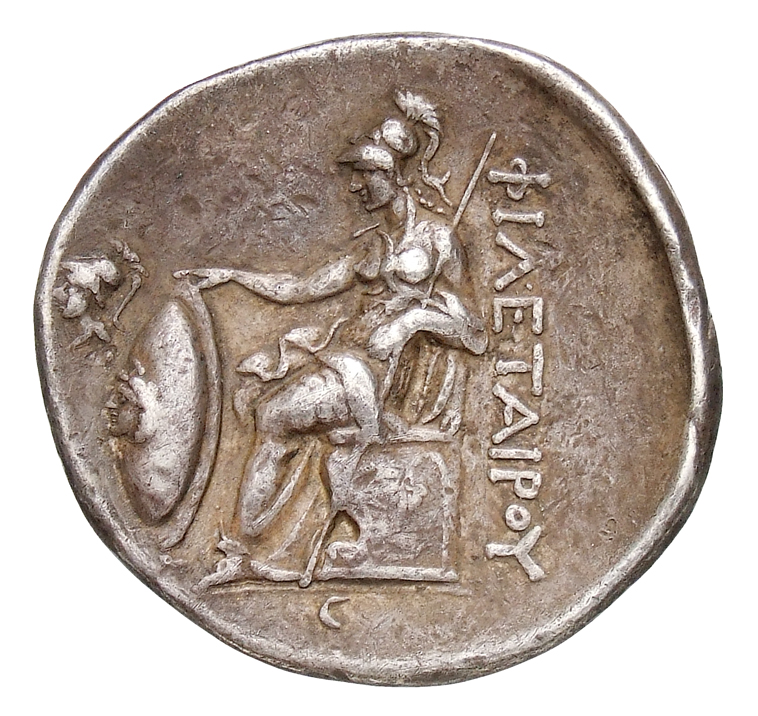 HOUGHTON Seleucid Coins (part 1) 309.2 Antiochus I reverse, Athena enthroned left, resting right hand on grounded shield b...