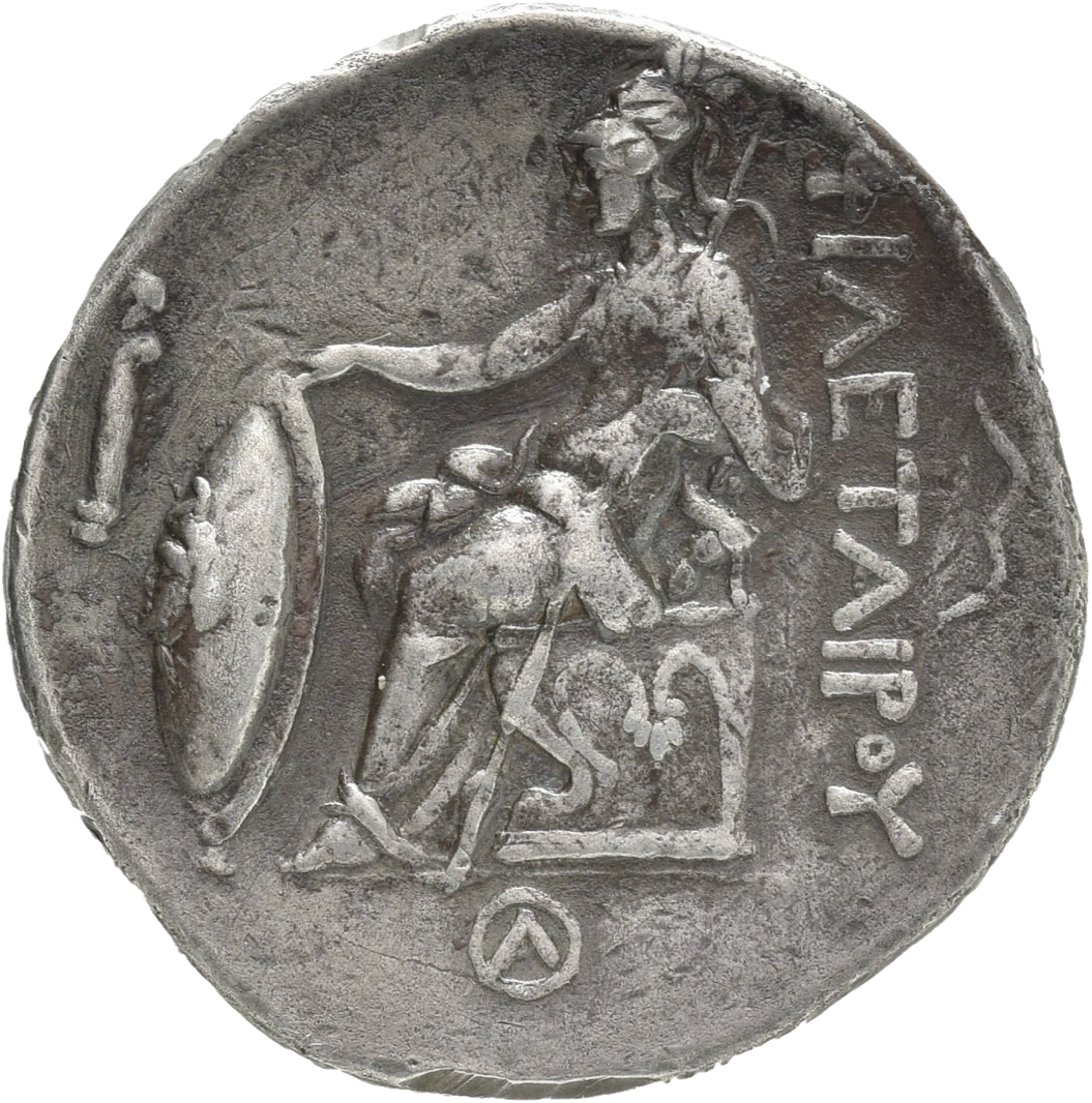 HOUGHTON Seleucid Coins (part 1) 309.3 Antiochus I reverse, Athena enthroned left, resting right hand on grounded shield b...