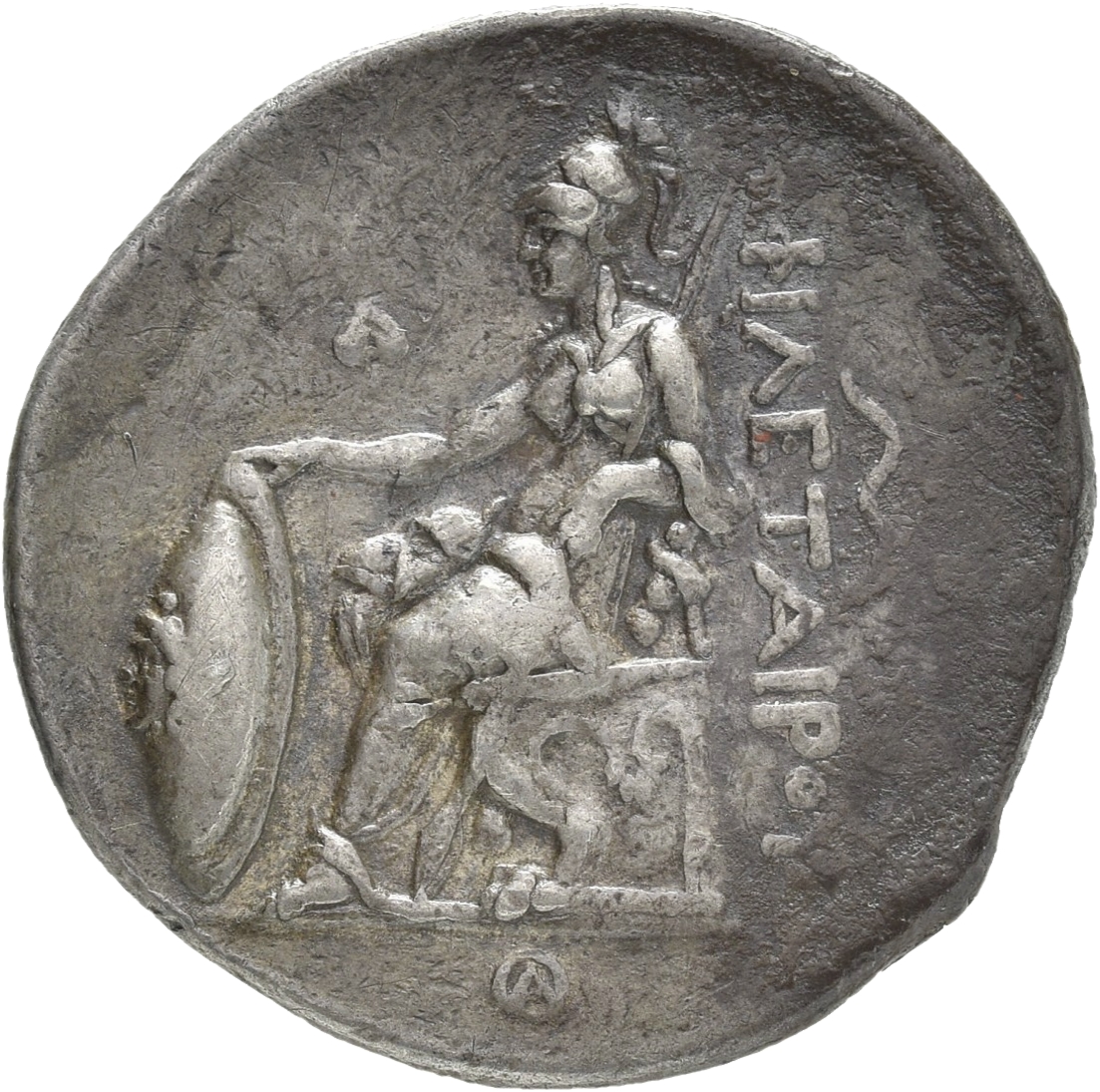 HOUGHTON Seleucid Coins (part 1) 309.4a Antiochus I reverse, Athena enthroned left, resting right hand on grounded shield ...