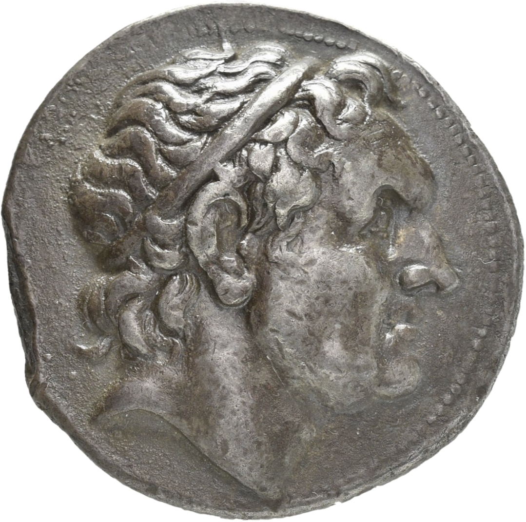 HOUGHTON Seleucid Coins (part 1) 309.4a Antiochus I obverse, Head of Seleucus I right, wearing taenia