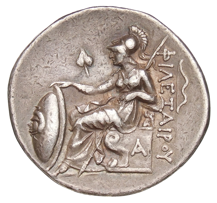 HOUGHTON Seleucid Coins (part 1) 309.5b Antiochus I reverse, Athena enthroned left, resting right hand on grounded shield ...