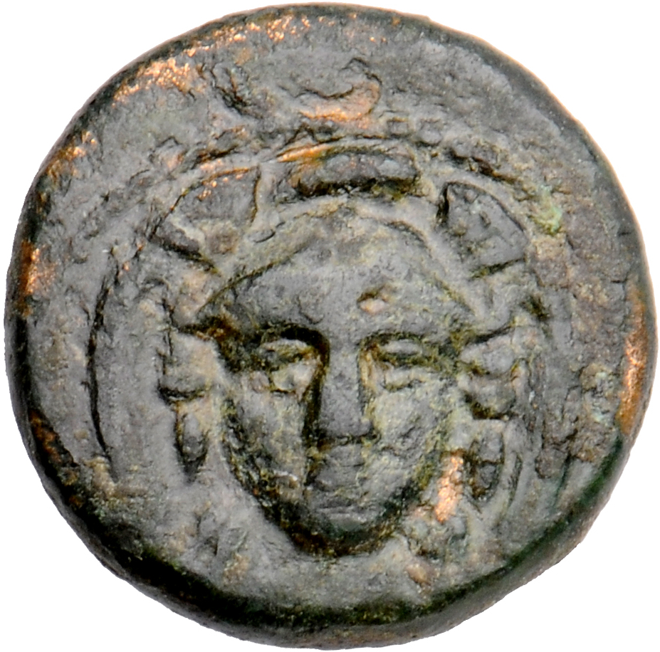 HOUGHTON Seleucid Coins (part 1) 315a Antiochus I obverse, Facing bust of Athena in triple-crested helmet