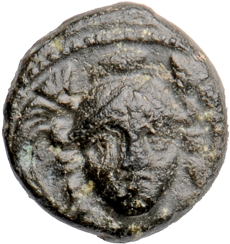 HOUGHTON Seleucid Coins (part 1) 315a Antiochus I obverse, Facing bust of Athena in triple-crested helmet