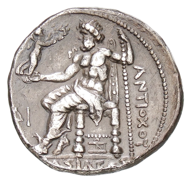 HOUGHTON Seleucid Coins (part 1) 321.2a Antiochus I reverse, Zeus seated on high-backed throne left, holding Nike on outst...