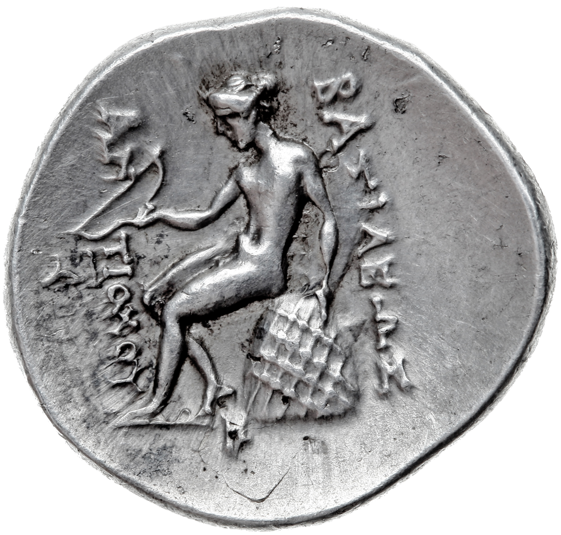 HOUGHTON Seleucid Coins (part 1) 328 Antiochus I reverse, Apollo seated left on omphalos, testing arrow and resting left h...
