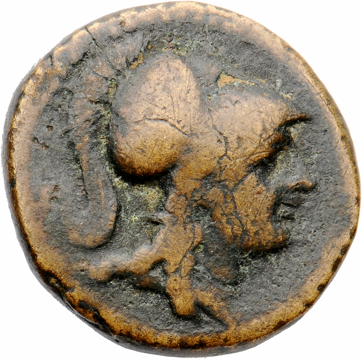 HOUGHTON Seleucid Coins (part 1) 361.3 Antiochus I obverse, Head of Athena right in crested Corinthian helmet