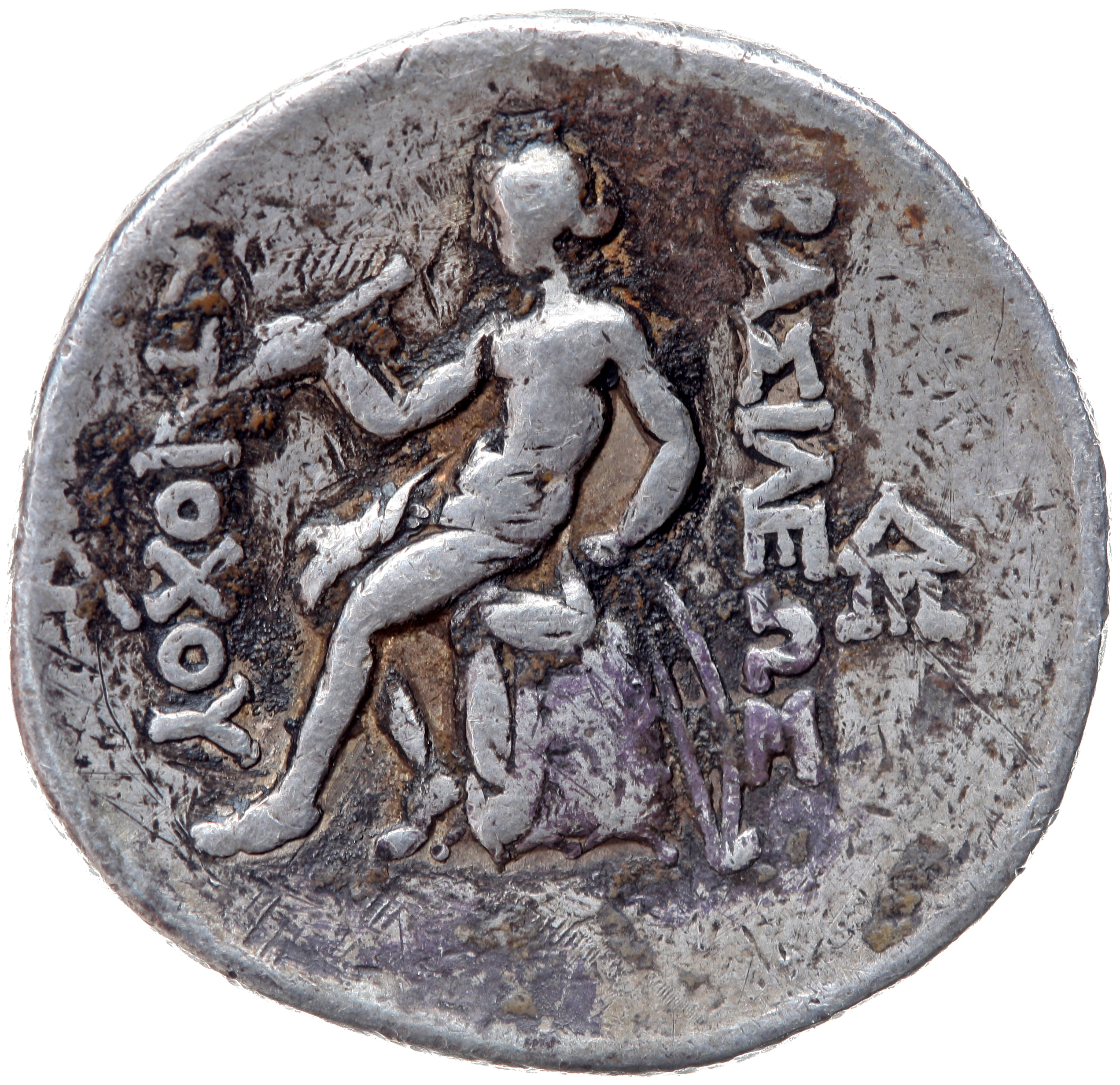 HOUGHTON Seleucid Coins (part 1) 379.3d Antiochus I reverse, Apollo seated left on omphalos, testing arrow and resting lef...