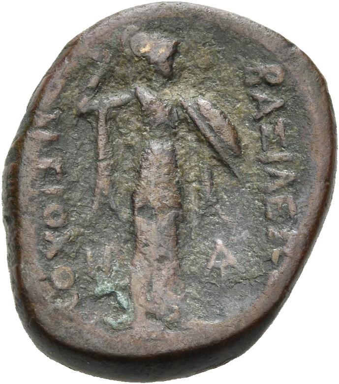 HOUGHTON Seleucid Coins (part 1) 382a Antiochus I reverse, Athena Promachos standing right, brandishing spear and shield