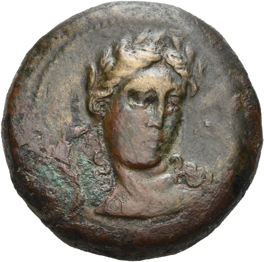 HOUGHTON Seleucid Coins (part 1) 388.1 Antiochus I obverse, Laureate head of Apollo three quarters right