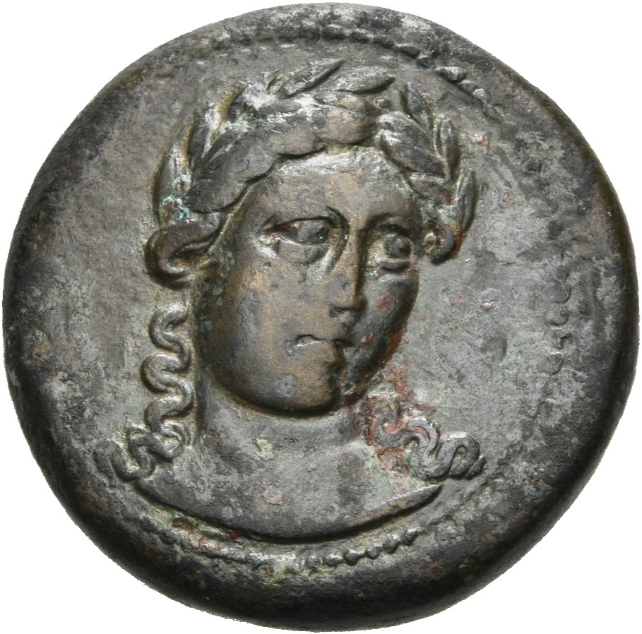 HOUGHTON Seleucid Coins (part 1) 388.3 Antiochus I obverse, Laureate head of Apollo three quarters right