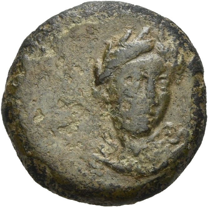 HOUGHTON Seleucid Coins (part 1) 389.4 Antiochus I obverse, Laureate head of Apollo three quarters right