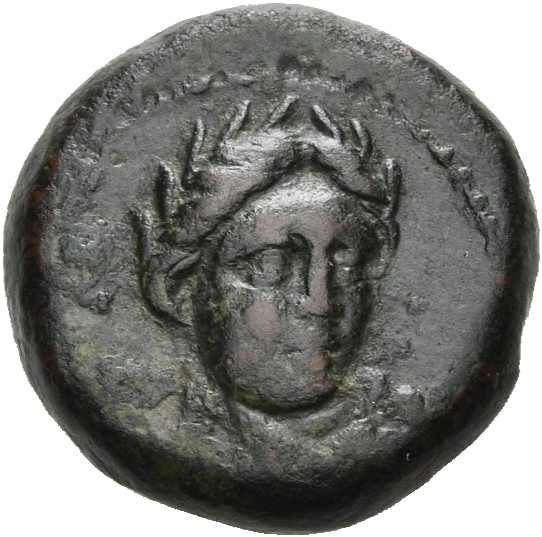 HOUGHTON Seleucid Coins (part 1) 390.1 Antiochus I obverse, Laureate head of Apollo three quarters right