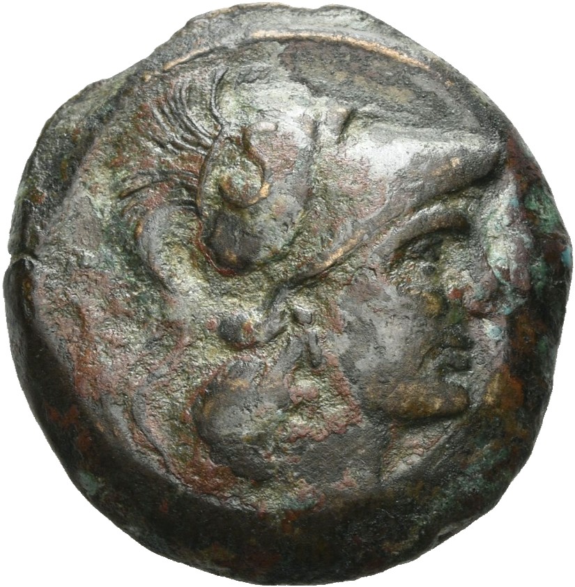 HOUGHTON Seleucid Coins (part 1) 391.1 Antiochus I obverse, Head of Athena right in crested Corinthian helmet
