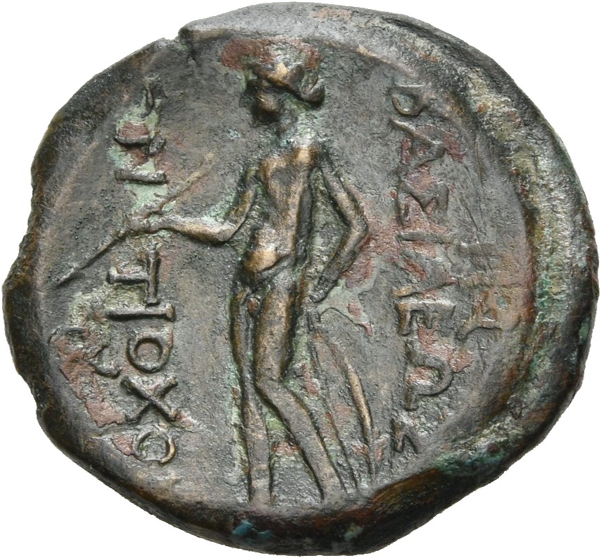 HOUGHTON Seleucid Coins (part 1) 391.1 Antiochus I reverse, Apollo standing left, testing arrow and resting left hand on g...