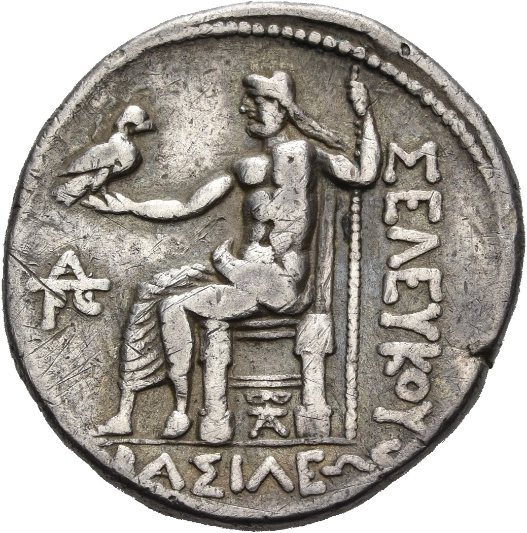 HOUGHTON Seleucid Coins (part 1) 399.6a Antiochus I reverse, Zeus seated on high-backed throne left, holding eagle on outs...