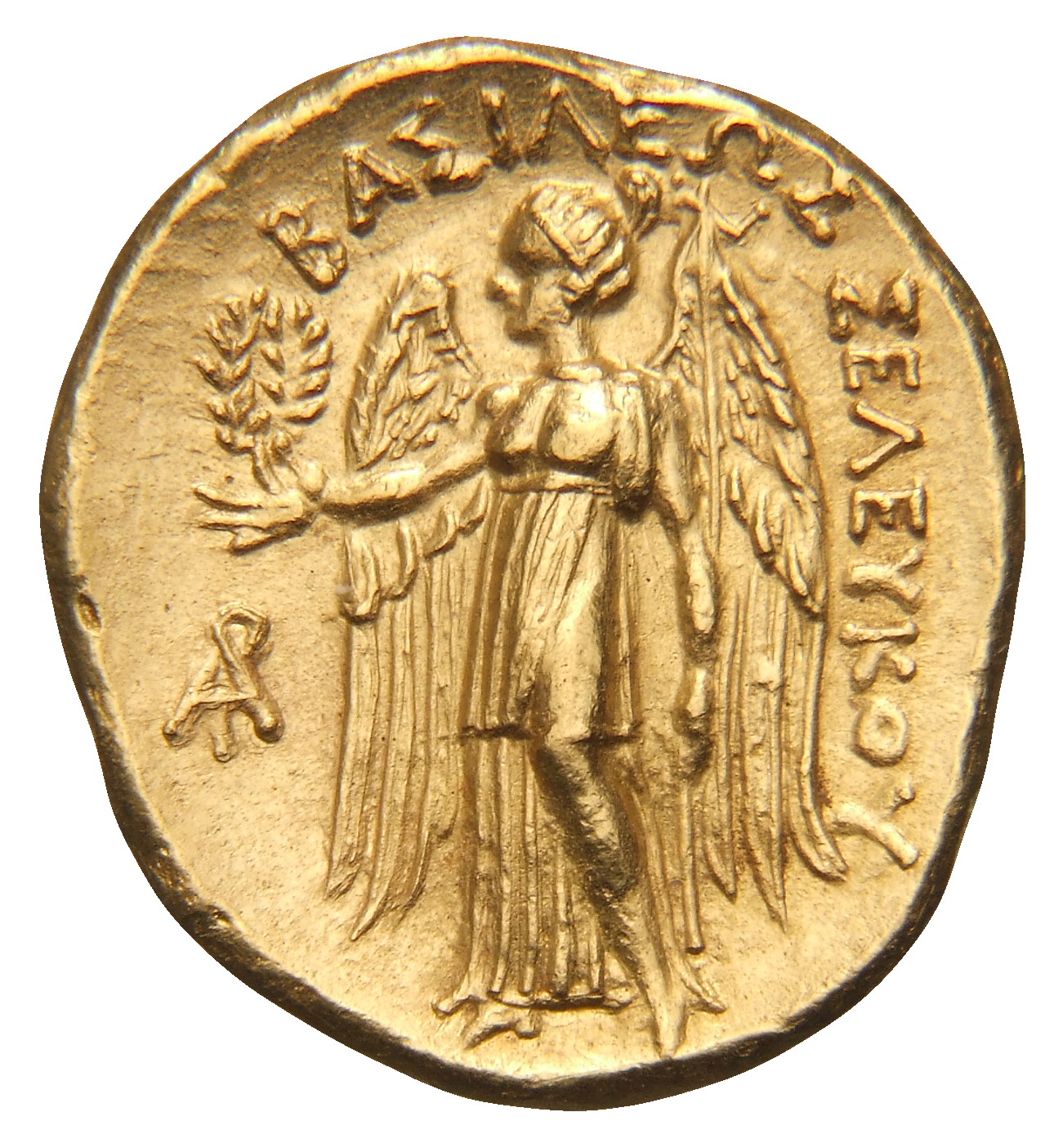 HOUGHTON Seleucid Coins (part 1) 40.1b Seleucus I reverse, Nike standing left holding wreath in outstretched right hand, a...