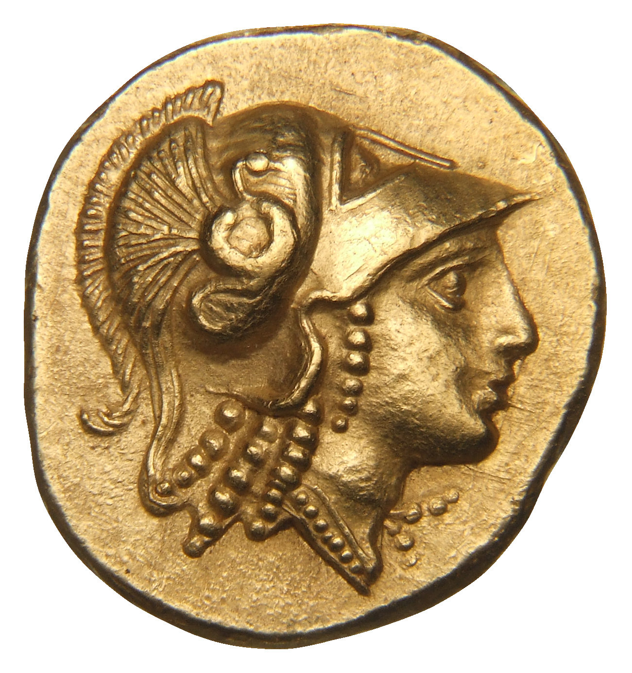 HOUGHTON Seleucid Coins (part 1) 40.1b Seleucus I obverse, Head of Athena right in crested Corinthian helmet