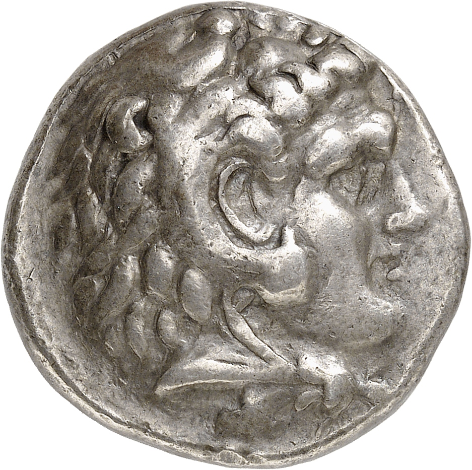HOUGHTON Seleucid Coins (part 1) 41.3a Seleucus I obverse, Beardless head of Heracles right wearing lion skin headdress
