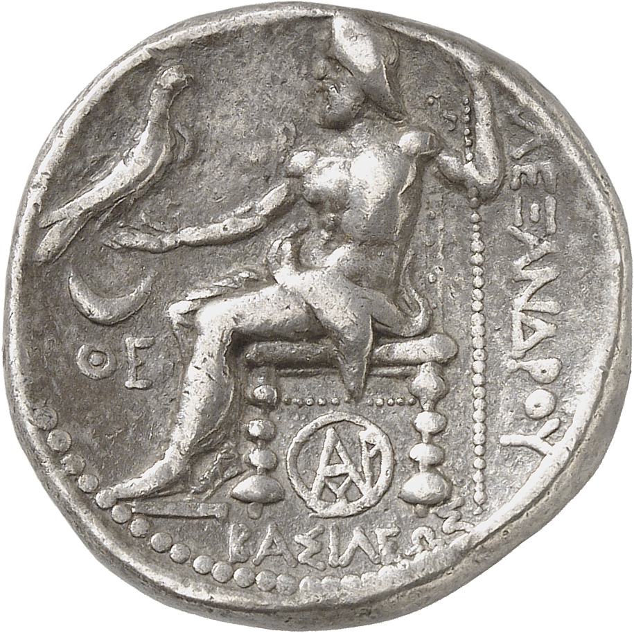 HOUGHTON Seleucid Coins (part 1) 41.3a Seleucus I reverse, Zeus seated on stool-throne left, holding eagle on outstretched...
