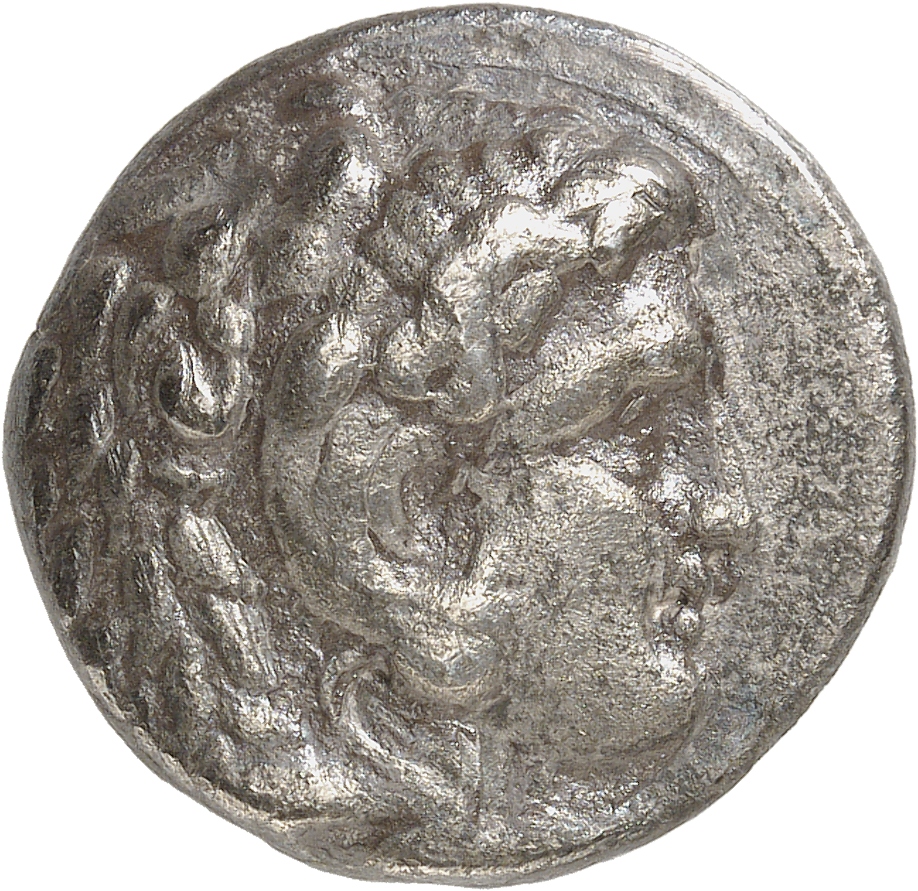 HOUGHTON Seleucid Coins (part 1) 41.3b Seleucus I obverse, Beardless head of Heracles right wearing lion skin headdress