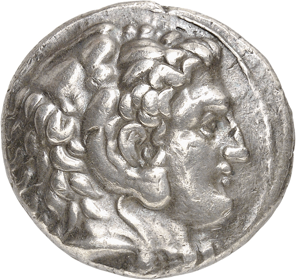HOUGHTON Seleucid Coins (part 1) 41.3c Seleucus I obverse, Beardless head of Heracles right wearing lion skin headdress