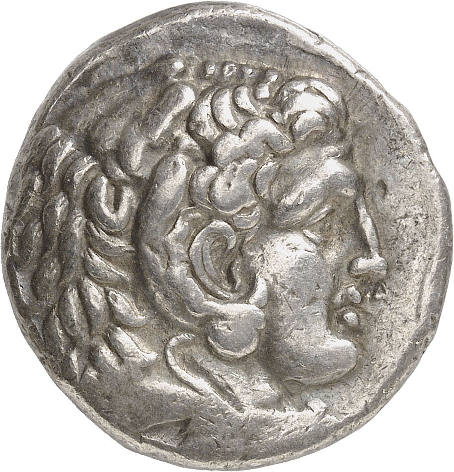 HOUGHTON Seleucid Coins (part 1) 41.3d Seleucus I obverse, Beardless head of Heracles right wearing lion skin headdress