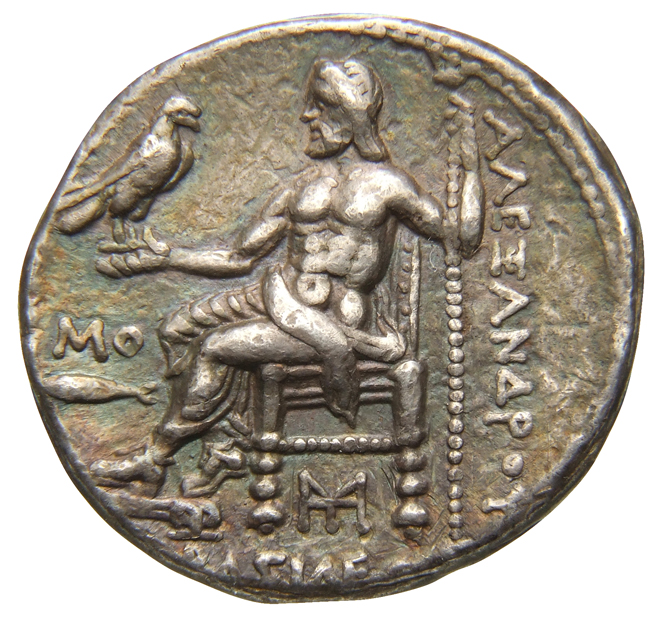 HOUGHTON Seleucid Coins (part 1) 41.4a Seleucus I reverse, Zeus seated on stool-throne left, holding eagle on outstretched...