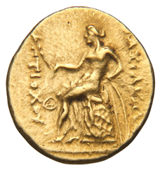 HOUGHTON Seleucid Coins (part 1) 436.1 Antiochus I reverse, Apollo seated left on omphalos, testing arrow and resting left...