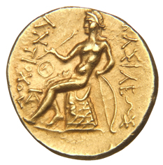 HOUGHTON Seleucid Coins (part 1) 436.4 Antiochus I reverse, Apollo seated left on omphalos, testing arrow and resting left...