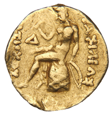HOUGHTON Seleucid Coins (part 1) 436.6 Antiochus I reverse, Apollo seated left on omphalos, testing arrow and resting left...