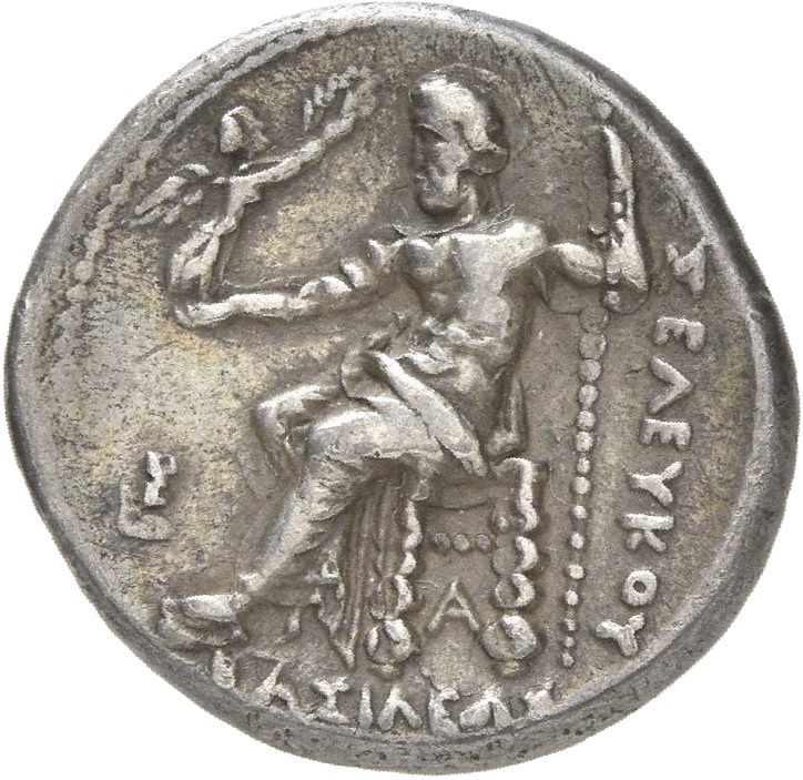 HOUGHTON Seleucid Coins (part 1) 5 Seleucus I reverse, Zeus seated on high-backed throne left, holding Nike on outstretche...