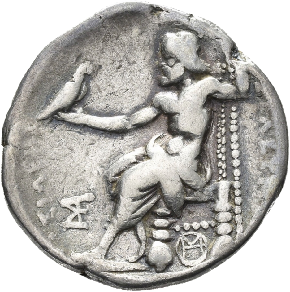 HOUGHTON Seleucid Coins (part 1) 60.2 Seleucus I reverse, Zeus seated on stool-throne left, holding eagle on outstretched ...