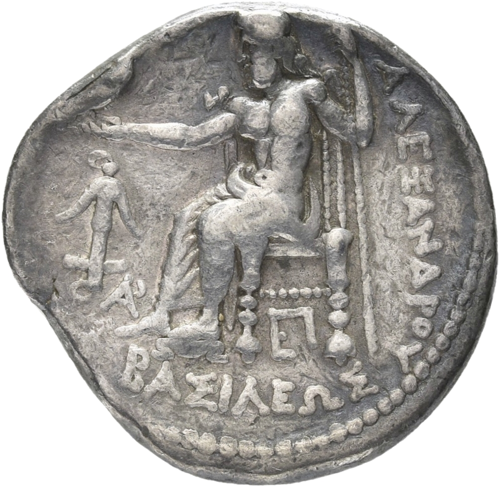 HOUGHTON Seleucid Coins (part 1) 67.2a Seleucus I reverse, Zeus seated on stool-throne left, holding eagle on outstretched...