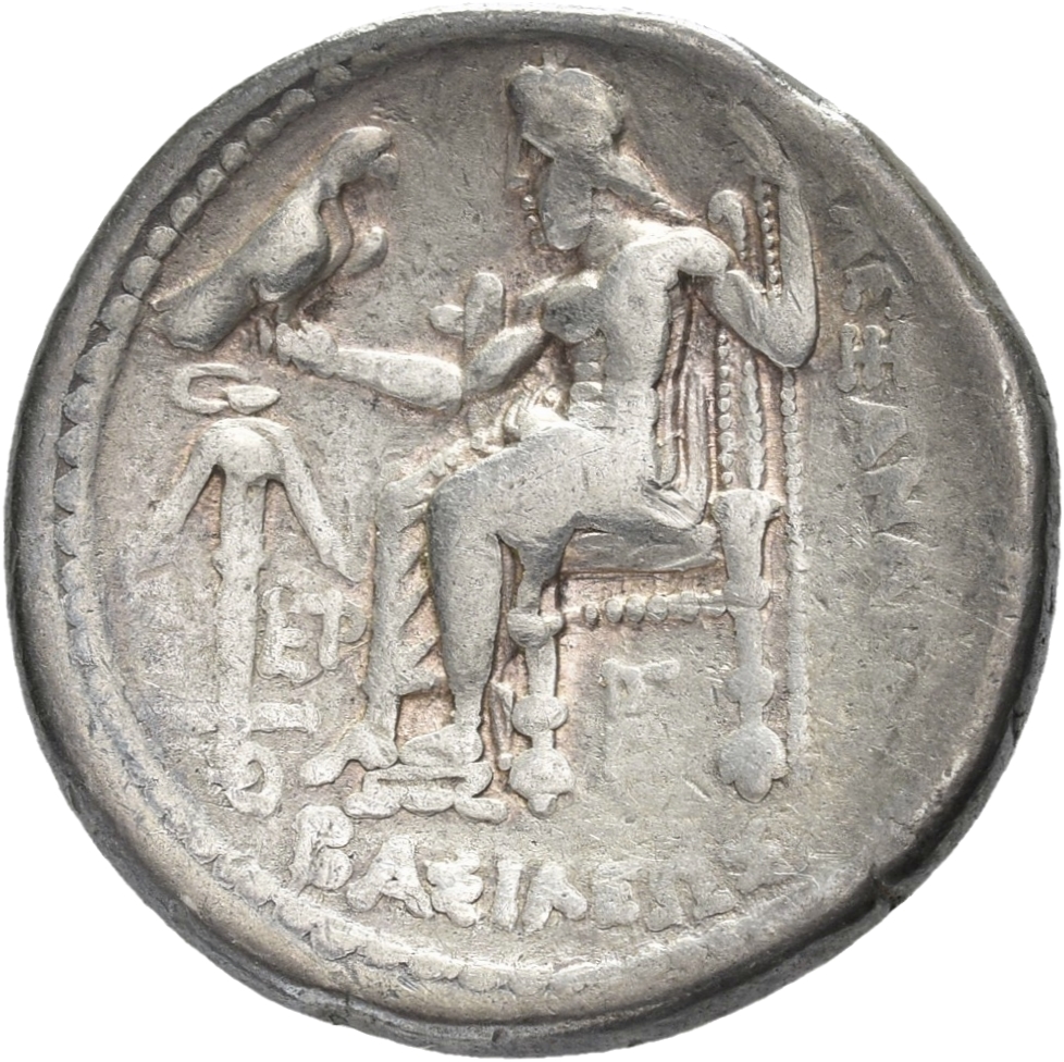 HOUGHTON Seleucid Coins (part 1) 67.3b Seleucus I reverse, Zeus seated on high-backed throne left, holding eagle on outstr...