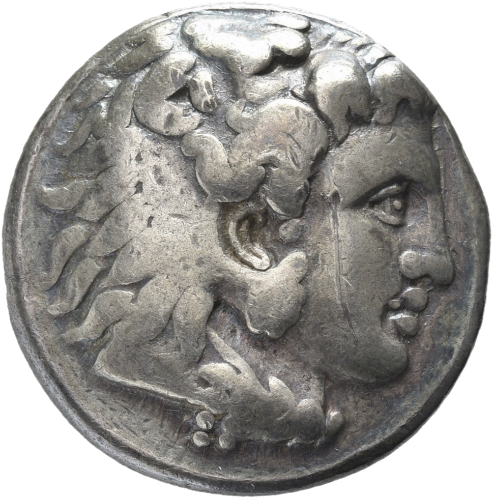 HOUGHTON Seleucid Coins (part 1) 67.3b Seleucus I obverse, Beardless head of Heracles right wearing lion skin headdress
