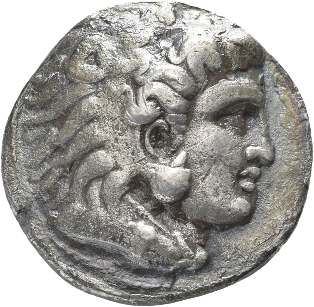 HOUGHTON Seleucid Coins (part 1) 67.5b Seleucus I obverse, Beardless head of Heracles right wearing lion skin headdress