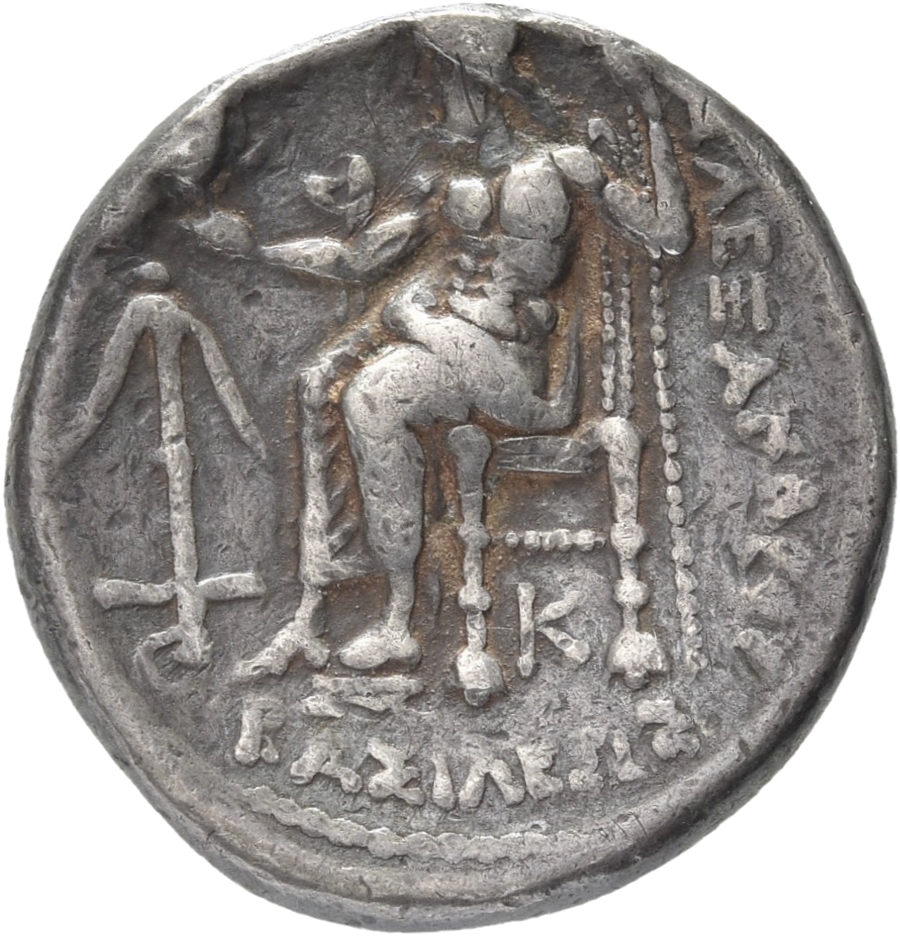 HOUGHTON Seleucid Coins (part 1) 67.6 Seleucus I reverse, Zeus seated on high-backed throne left, holding eagle on outstre...